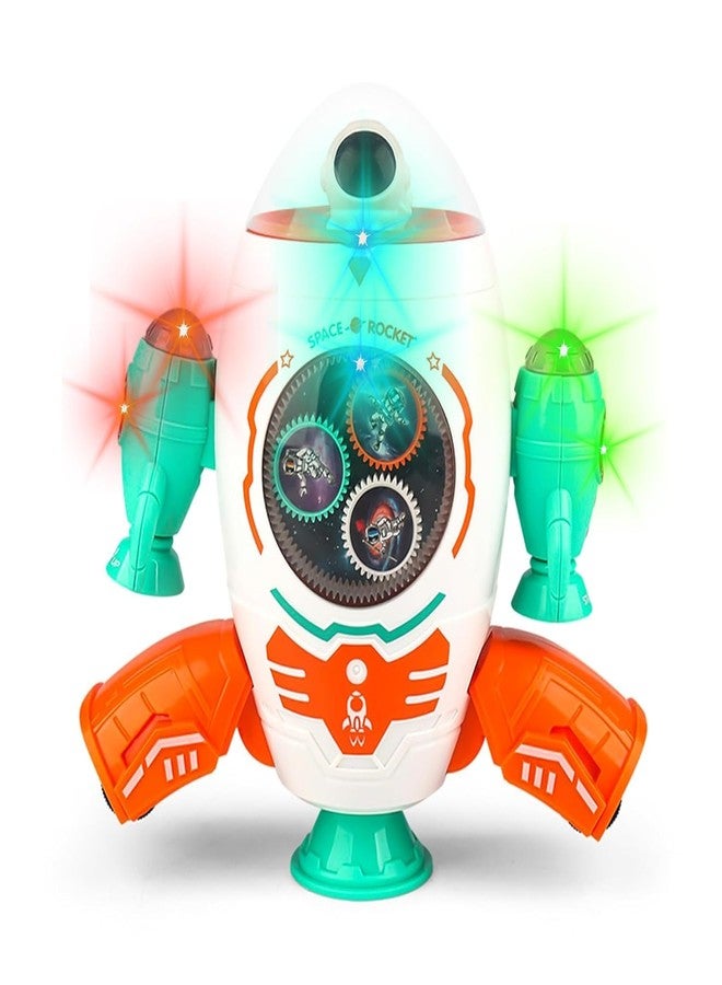 TEMSON Space Rocket Musical Toy - 360 Degree Rotation Space Rocket Robot Toys, Gear Rotation Musical Space Shuttle Toys, Space Robot Dancing Toys with Light and Music (Assorted Color) - Image 3